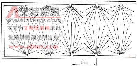 图6 -16扇形钻孔布置