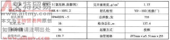 射孔数据表
